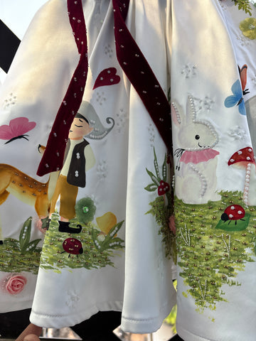 White Hand painted birthday dress for little princess