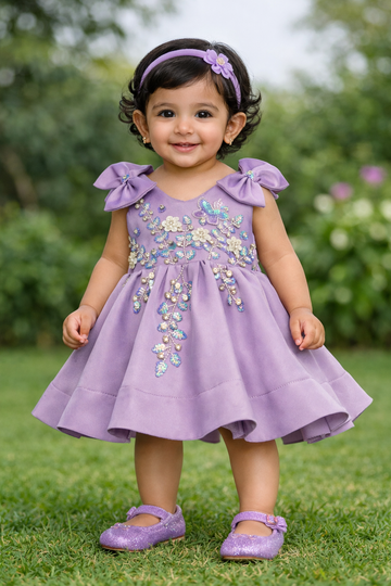Lavender Bow Handmade Birthday Dress