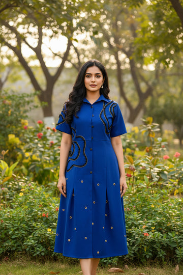 Beautiful women Blue colour modern design long shirt