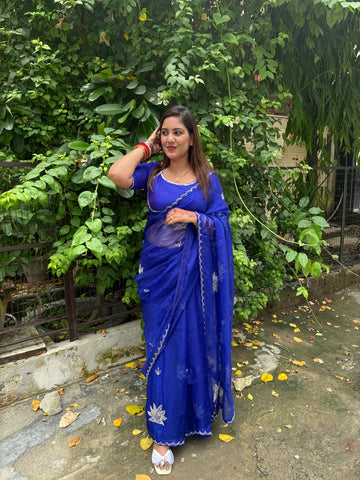Beautiful Blue colour Handmade saree