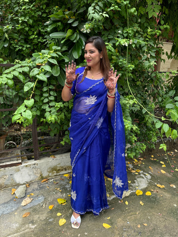 Beautiful Blue colour Handmade saree