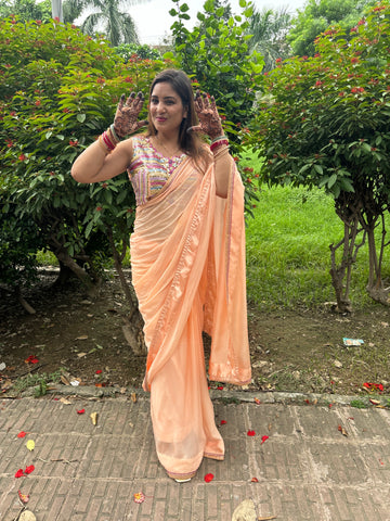 Peach color beautiful hand crafted blouse