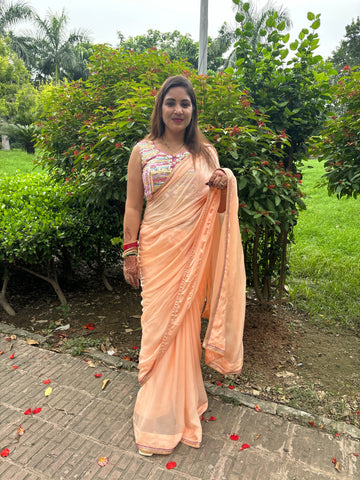 Peach color beautiful hand crafted blouse