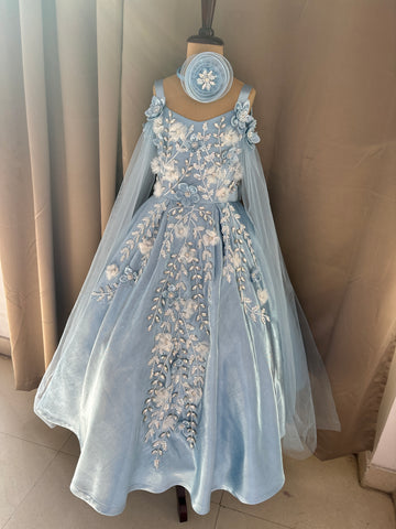 Birthday Dress Gown in Elsa Blue colour
