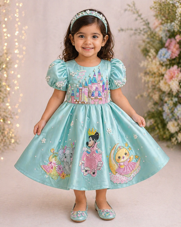 Green Hand Painted Dress