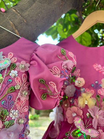 Pink Handmade Mother Daughter Dress Combo