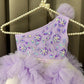 Lavender Hand Crafted One Shoulder Dress