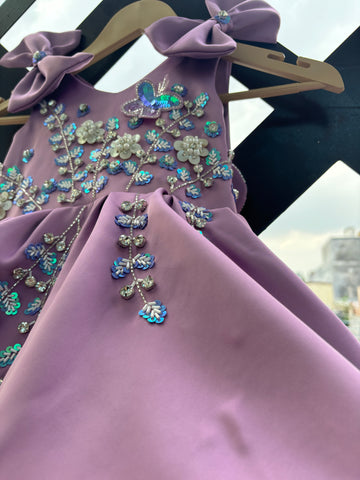 Lavender Bow Handmade Birthday Dress