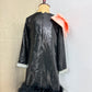 Black Sequin Shoulder Bow Dress
