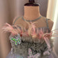 Green Ball Gown with Feather work
