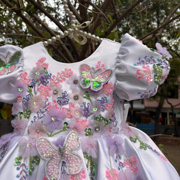 White Handmade Emblished Dress