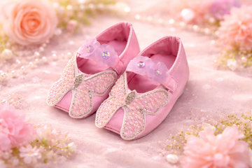 Hand made beautiful baby shoes of soft fabric
