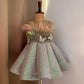 Green Ball Gown with Feather work