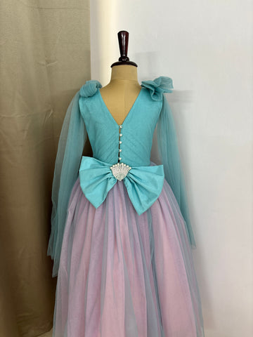 Blue and Pink Hand Crafted Baby Dress