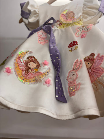 Off White Handpainted Baby Girl Dress