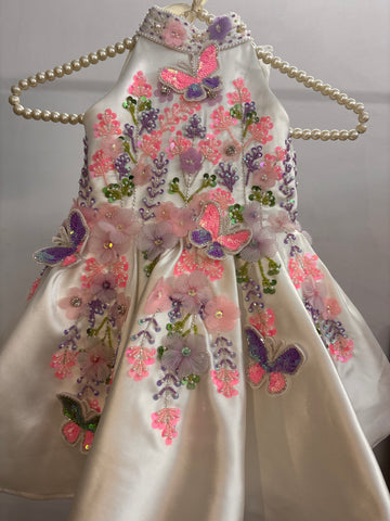 White Halter Neck Baby Dress