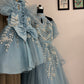 Blue Handmade Mother Daughter Dress Set