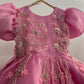 Pink Satin Organza Hand Crafted Dress