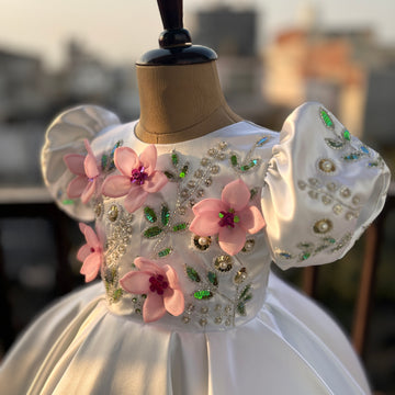 White Flower Handmade Dress