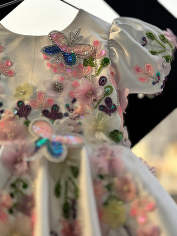 Beautiful white colour handwork  butterfly birthday dress