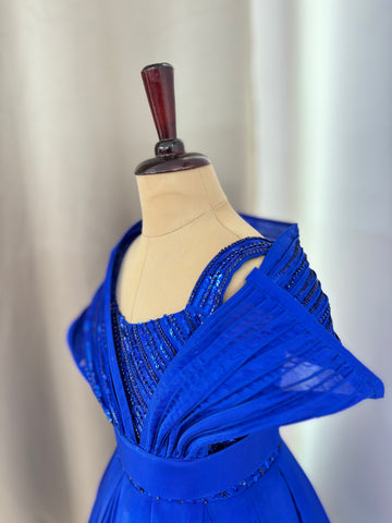 Blue Corded Birthday Dress