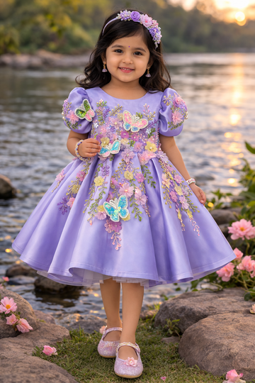 Lavender Hand Crafted Dress