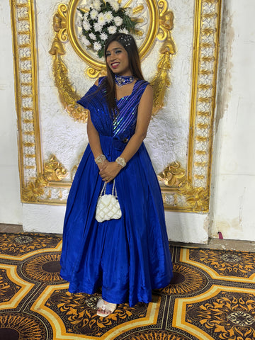 Blue smart party wear dress