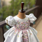 White Handmade Tulip Sleeves Dress
