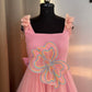 Pink 3 D Butterfly Handcrafted Dress for Women