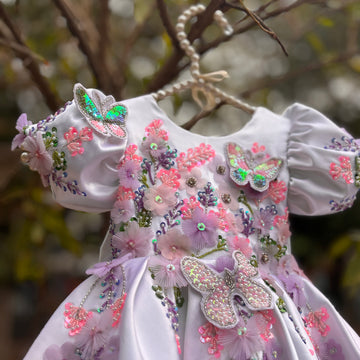 White Handmade Emblished Dress