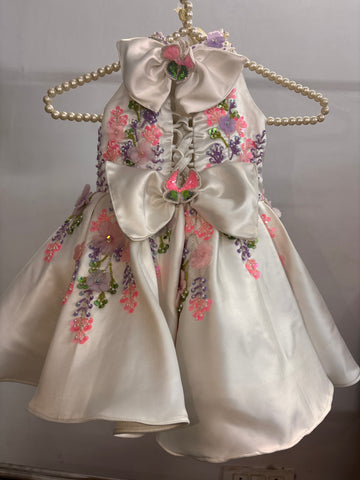 White Halter Neck Baby Dress