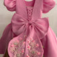 Pink Satin Organza Hand Crafted Dress
