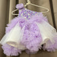 Lavender Hand Crafted One Shoulder Dress