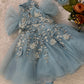 Blue Handmade Mother Daughter Dress Set