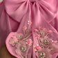 Pink Satin Organza Hand Crafted Dress