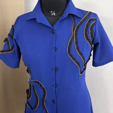 Beautiful women Blue colour modern design long shirt