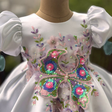 White Big Butterfly Birthday Dress
