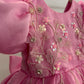 Pink Satin Organza Hand Crafted Dress