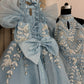 Blue Handmade Mother Daughter Dress Set