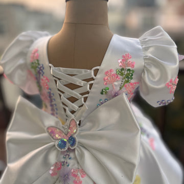 White Multi Color Handmade Dress