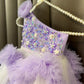 Lavender Hand Crafted One Shoulder Dress