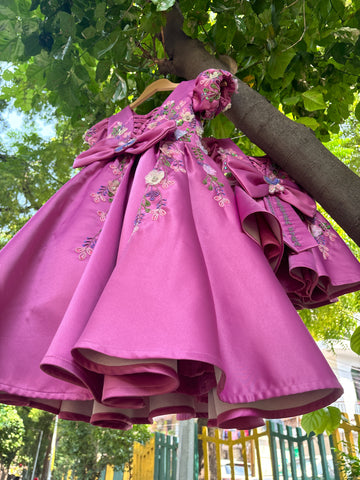 Pink Handmade Mother Daughter Dress Combo