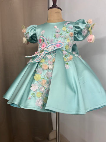 Pista Green color baby dress