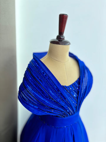 Blue Corded Birthday Dress