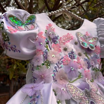White Handmade Emblished Dress