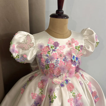 Off White Hand Crafted Dress