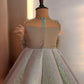 Green Ball Gown with Feather work