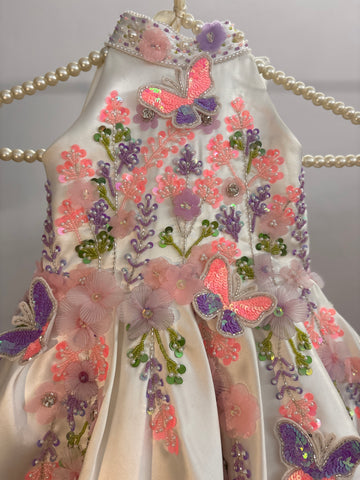 White Halter Neck Baby Dress