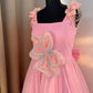 Pink 3 D Butterfly Handcrafted Dress for Women