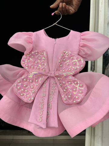 Pink Butterfly Emblished Dress